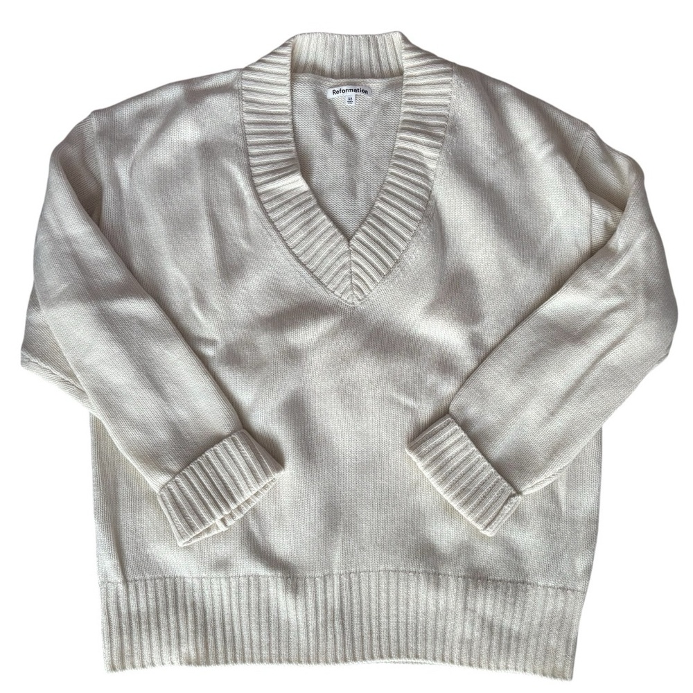 Reformation Jadey Oversized Cashmere V-Neck Sweater size XS